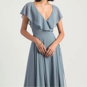 Jenny Yoo Chiffon Faye Bridesmaids Dress in Mayan Blue
